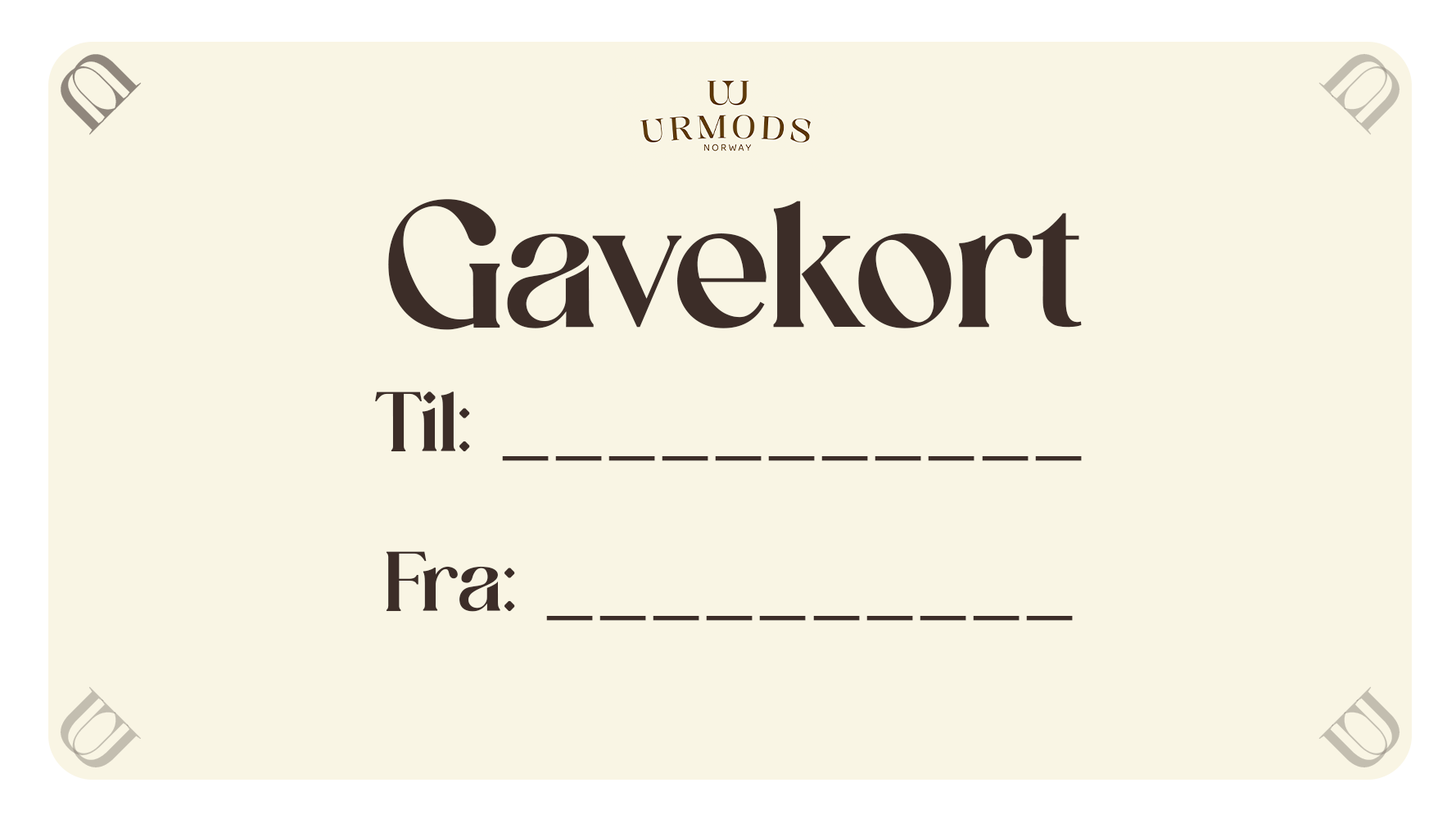 Gavekort - urmods